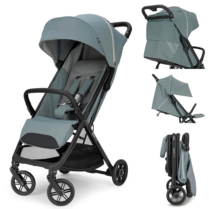 Inglesina Quid³ Stroller, Galaxy Gray - Compact Reclining Travel Stroller for Baby & Toddler 0-55 lbs, One Hand fold, Car seat Compatible, Airplane Overhead, Lightweight, Foldable, XL UPF 50+ Canopy-BubblyBeeBaby