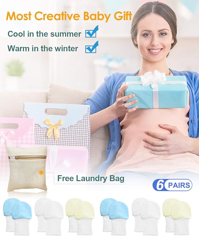 Newborn Baby Mittens Anti Scratch Baby Mittens No Scratch Mittens Baby Gloves for 0-6 Months Boys Girls(6 Pairs)-BubblyBeeBaby
