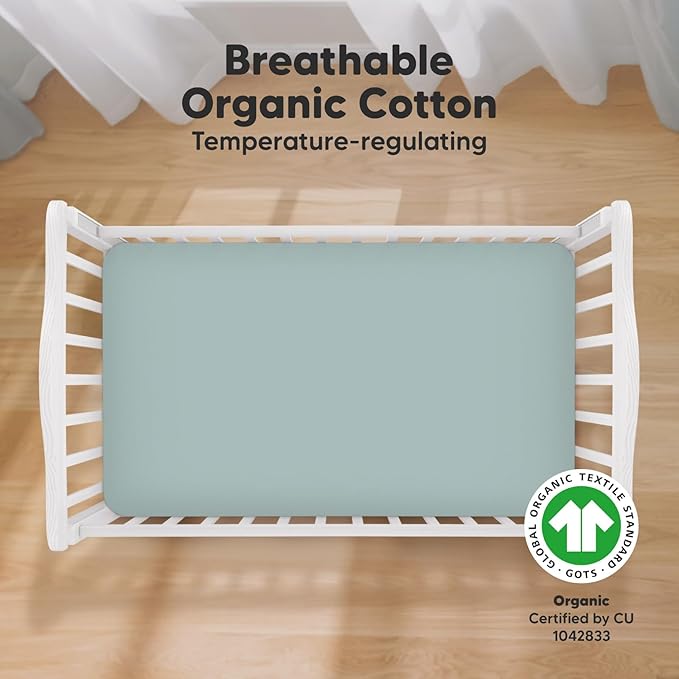 KeaBabies 2-Pack Organic Crib Sheets for Boys, Girls - 52x28 Fitted Crib Mattress Sheet Neutral, Breathable Jersey Cotton Cover for Baby Bed, Toddler Mattress, Soft & Cute Prints (Toasty)-BubblyBeeBaby