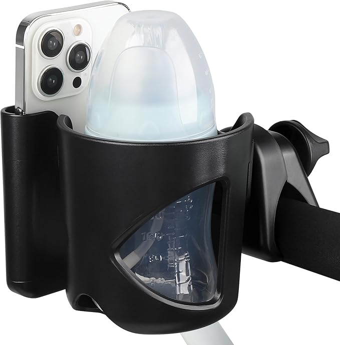 Accmor Universal Cup Holder, Stroller Cup Holder with Phone Holder, 360° Rotatable Large Caliber Designed Bottle Holder for Stroller, Bike, Wheelchair, Walker, Scooter-BubblyBeeBaby