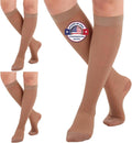 (3 Pairs - Closed Toe) Made in USA - Plus Size Compression Stockings for Women 15-20mmHg - Womens Sheer Compression Knee High for Varicose Veins, Swelling, Pain Relief - Beige, 2X-Large - A101BE5-3