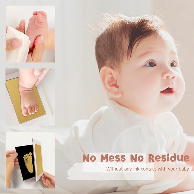 Inkless Baby Hand and Footprint Kit,Clean-Touch Ink Pad Kit,Safe No Mess Printing Infant Hand Foot Stamp,4 Pack Newborn Inkless Print Pads Best Keepsake or Gifts for Family-BubblyBeeBaby