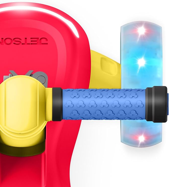 Jetson Character Kids Kick Scooter, LED Lights on Stem & Light-Up Wheels, Lightweight Frame, Height-Adjustable Handlebar, Lean-to-Steer System, Easy-Fold Mechanism-BubblyBeeBaby