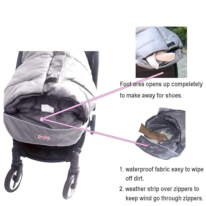 Anti-Kick Winter Water Proof Cozy Warmer Baby Footmuff Fits for Most of Strollers, Jogger, Reversible from Blanket to Sleeping Bag, Strap Position Adjustable,Safe and Practical Featurs-BubblyBeeBaby