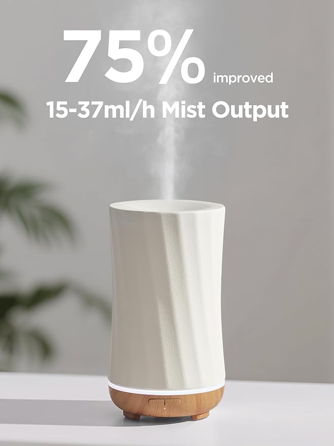 InnoGear 150ml Ceramic Oil Diffuser, Handcrafted Stone Essential Oil Diffuser Aromatherapy Diffusers Ultrasonic Cool Mist Humidifier Vaporizor with 2 Mist Modes Waterless Auto Off for Room Office Home-BubblyBeeBaby
