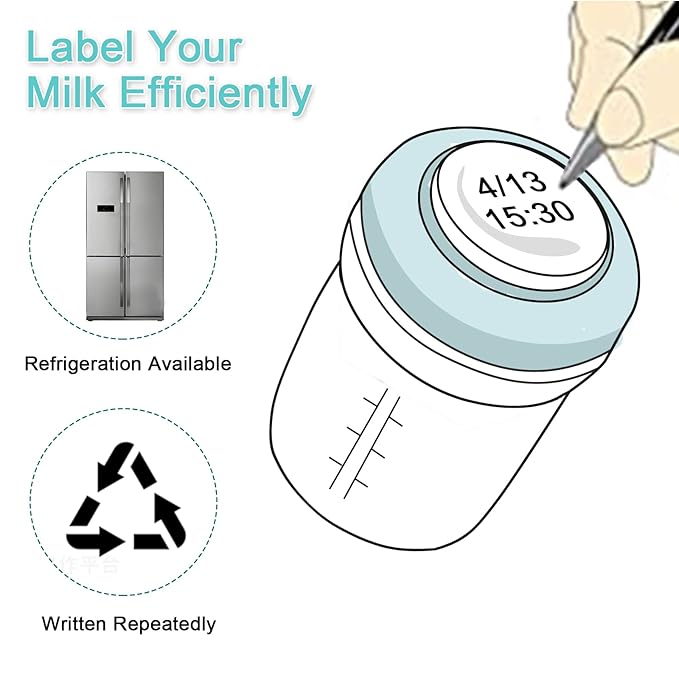 COMI Wide Neck Glass Breastmilk Collection n Storage Bottle, 6oz with Screw Ring Sealing Disk; Re-markable Sealing Disc. BPA Free, Fits Breast Pumps & Nipples (2 Pack Gray Lids)-BubblyBeeBaby