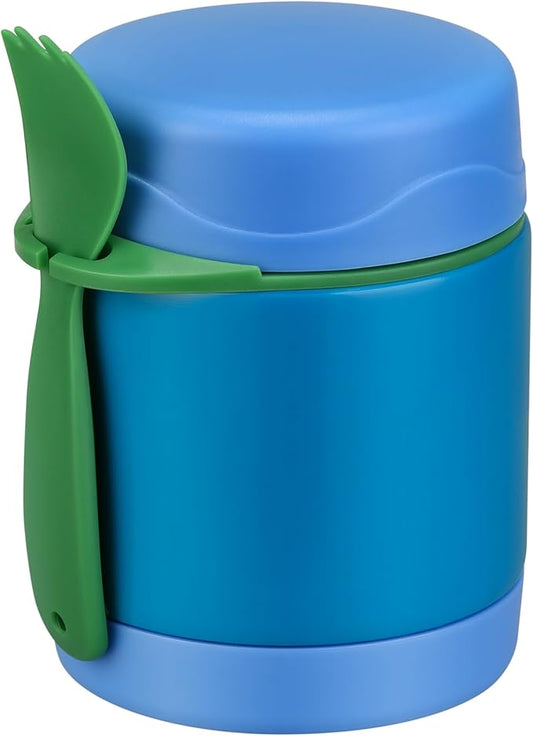 10oz Soup Thermo for Hot Food Kids,Lunch Thermo Kids Food Jar with Spoon Hot Insulated Food Containers,Leak Proof Stainless Steel Wide Mouth Lunch Food Jar for School(Blue)-BubblyBeeBaby