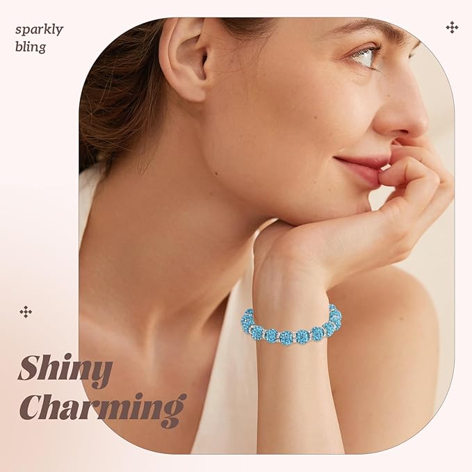 105pcs 10mm Rhinestone Beads for Jewelry Making, Aquamarine Shiny Round Disco Ball Beads Bulk, Sparkle Crystal Clay Christmas for Bracelet Baseball Necklace Earring Crafting and DIY-BubblyBeeBaby