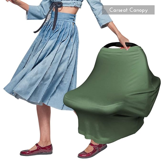 Yoofoss Nursing Cover Breastfeeding Scarf - Baby Car Seat Covers, Infant Stroller Cover, Strechy Carseat Canopy for Boys and Girls (Dark Green)-BubblyBeeBaby