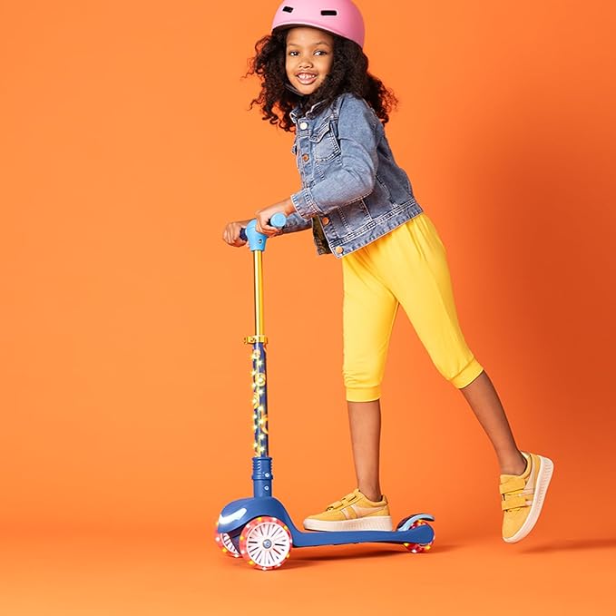Jetson Character Kids Kick Scooter, LED Lights on Stem & Light-Up Wheels, Lightweight Frame, Height-Adjustable Handlebar, Lean-to-Steer System, Easy-Fold Mechanism-BubblyBeeBaby