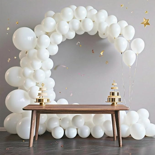 140pcs White Round Balloons Different Sizes 18 12 10 5 Inch Latex Balloons for Arch Decoration Party Balloon Kit for Graduation Birthday Party Wedding Balloon Baby Shower Decoration-BubblyBeeBaby