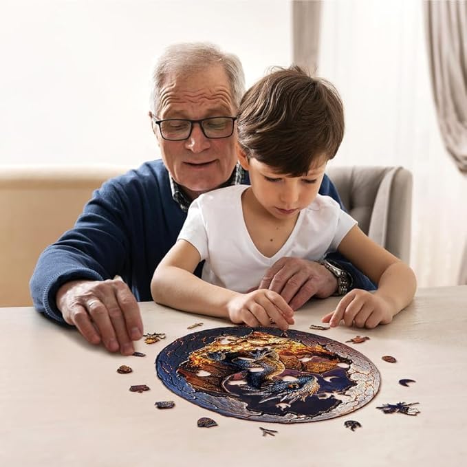 Jigfoxy Wooden Puzzle for Adults, Hatchling Dragon Wooden Jigsaw Puzzles for Adults, Unique Animal Shape Wood Cut Puzzles for Family Friend Puzzle Lovers(M-11.4 * 9.5in-190pcs)-BubblyBeeBaby