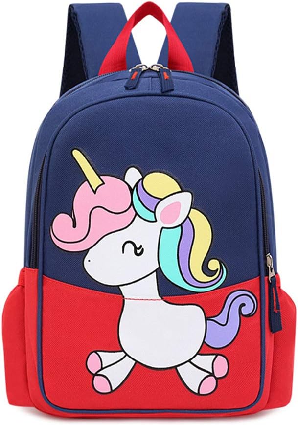 12 inch Kids Small Toddler Preschool Travel Backpack Cool Cute Cartoon Daypack (Little Red Unicorn)-BubblyBeeBaby