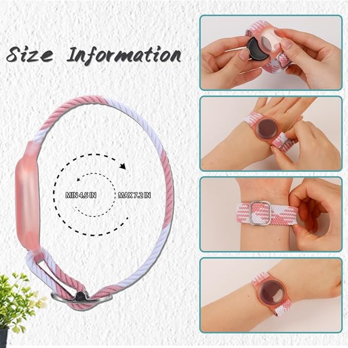 2 Pack Kids Bracelet Compatible with AirTag, GPS Kid Tracker Holder Braided Wristband for Apple Air Tag, 2022 Upgraded Nylon Adjustable Anti Lost Watch Band Fits Airtag for Kids Children Elders-BubblyBeeBaby