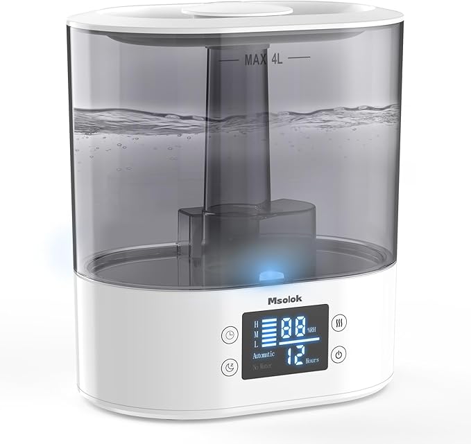 Humidifiers for Bedroom and Home & Baby - 4L Cool Mist Air Humidifiers for Plants, 26db Quiet Top Fill Air Humidifier Lasts Up to 40 Hours, Auto Shut-Off, Super Easy to Fill and Clean-BubblyBeeBaby