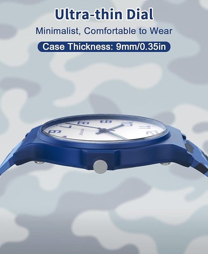 Kids Analog Watch Boys Girls, 30M Waterproof, Sports Watch for Boys, Easy to Read Children's Thin Dial Wrist Watches with Soft Band, for Ages 5-15 Kids Great Birthday Gifts Christmas Day-BubblyBeeBaby