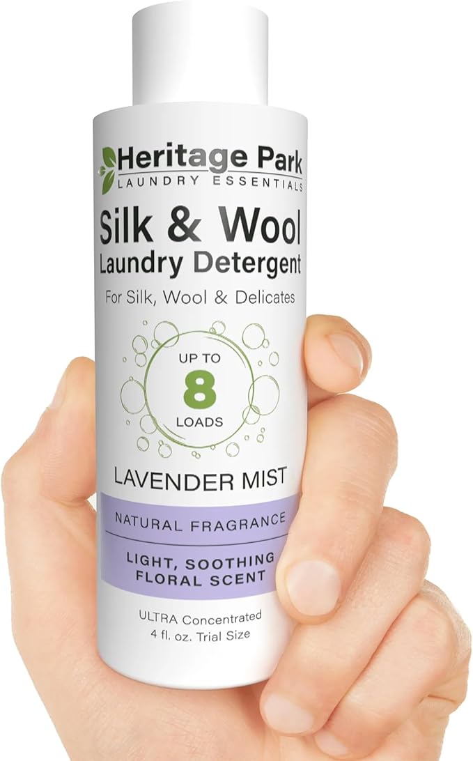 Heritage Park Silk & Wool All-Natural Lavender Mist Scent, pH-Neutral Laundry Detergent - Enzymes-Free, Ultra Concentrated (4 fl oz Trial Size)-BubblyBeeBaby