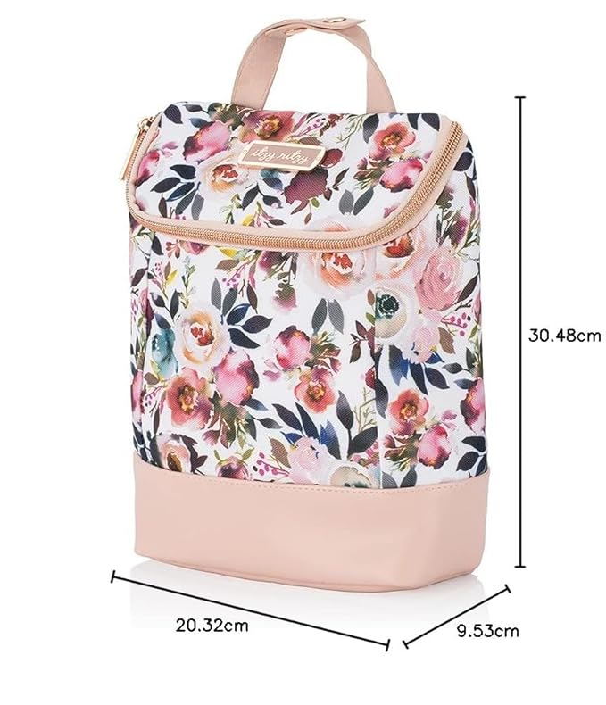 Itzy Ritzy Insulated Bottle Bag – Keeps Bottles Warm or Cool - Holds 3 Bottles & Features Interior Pocket for Ice Pack (Not Included), Blush Floral-BubblyBeeBaby