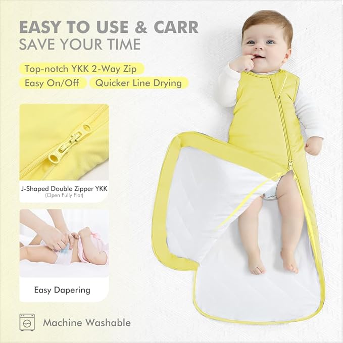 HAPIU Unisex Rayon Made from Bamboo Baby Sleep Sack TOG 1.0, 2-Way Zipper YKK, Wearable Blanket Baby-BubblyBeeBaby