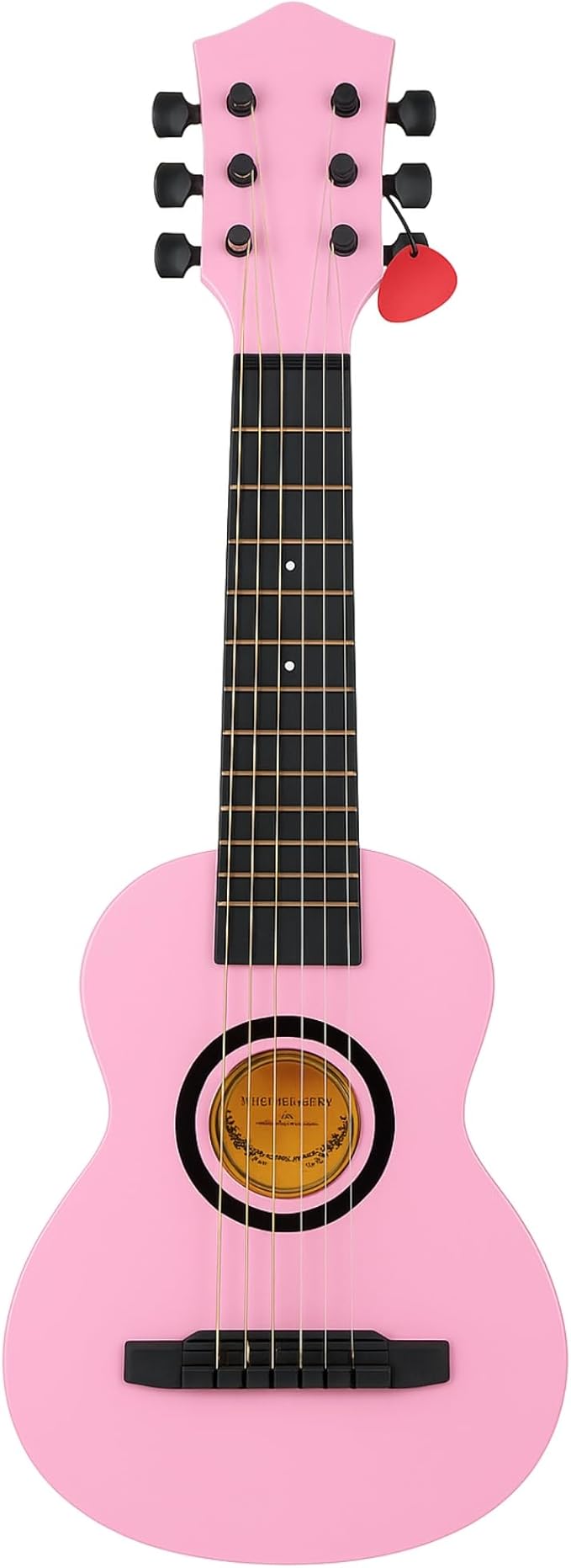 23" Acoustic Guitar, Kids 6 String Toy Guitar - Realistic Steel Strings - Beginner Practice First Musical Instrument for Children, Toddlers (Pink)-BubblyBeeBaby