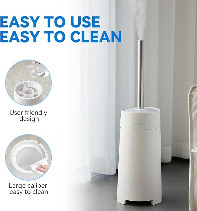 Humidifiers for Bedroom, 5L Quiet Humidifiers for Large Room with Timer, 360°Nozzle, 3 Speed Ultrasonic Cool Mist Humidifier with Humidistat, Suitable for Baby Home Adults Plants (White)-BubblyBeeBaby