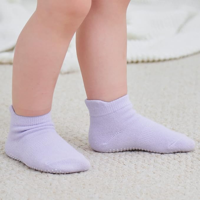 Zaples Baby Non Slip Grip Ankle Socks with Non Skid Soles for Infants Toddlers Kids Boys Girls-BubblyBeeBaby