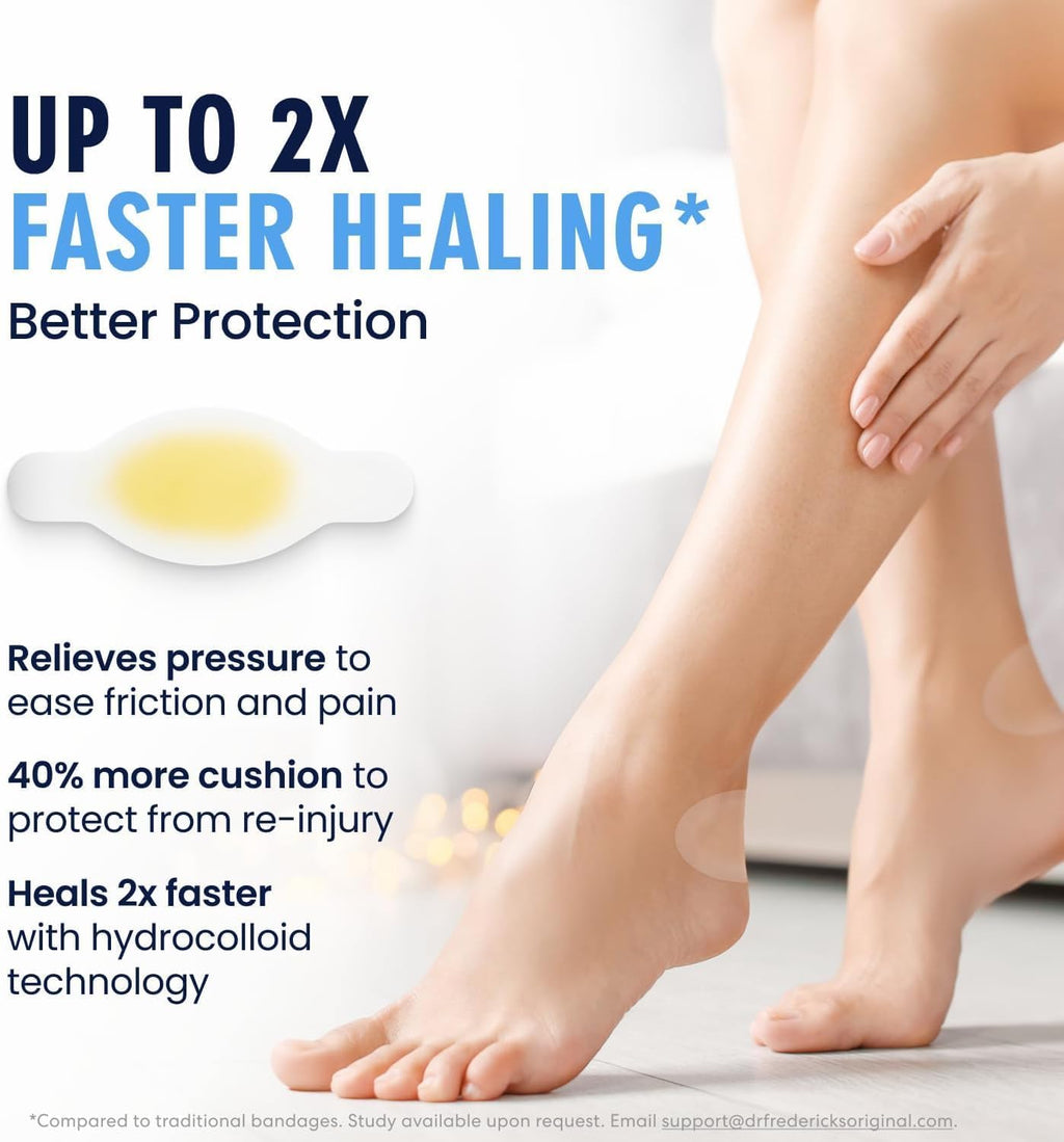 Dr. Frederick's Original Better Blister Bandages - 10 ct - Water-Resistant - 40% More Cushioning - Hydrocolloid Pads for Foot & Toe Protection & Recovery - Blister Relief Pads - Toe Pack