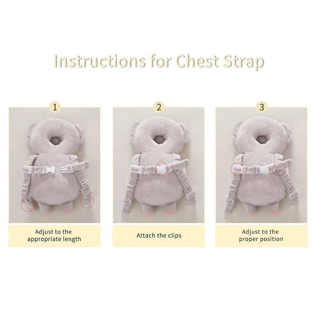 Baby Head Protector Backpack, Toddler Toddler Head Protector, Toddler Head Protector Padded Backpack Elasticated Carrier Wear (Elephant)
