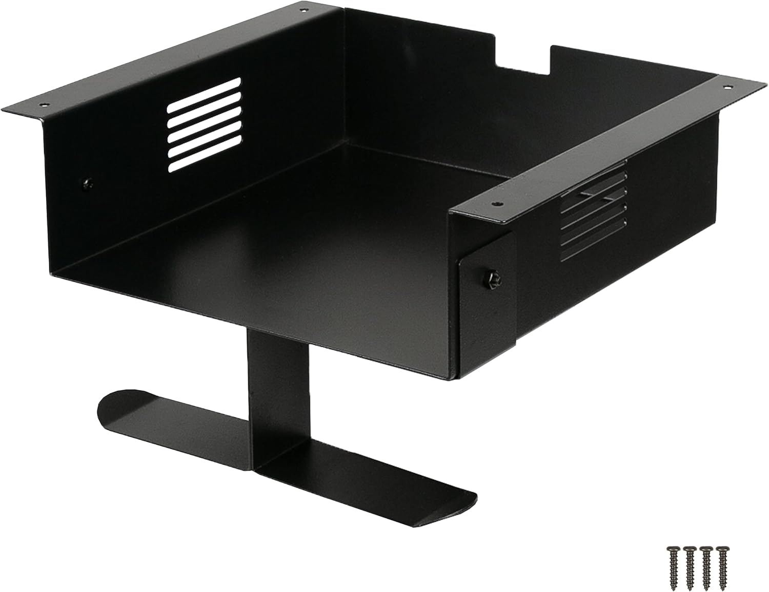 Ilyapa Under Desk Mount, Steel CPU Under Desk Computer Mount with Vents for Home Office Storage, Gaming Console Shelf - 2.8 x 8.1 x 8.5