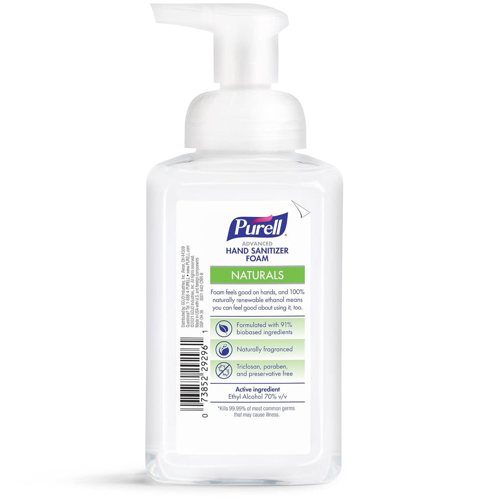 Purell Advanced Hand Sanitizer Naturals Foam with Plant-Based Ethanol, 10 fl oz Foam Pump Bottle (Pack of 3), 3001-06-EC