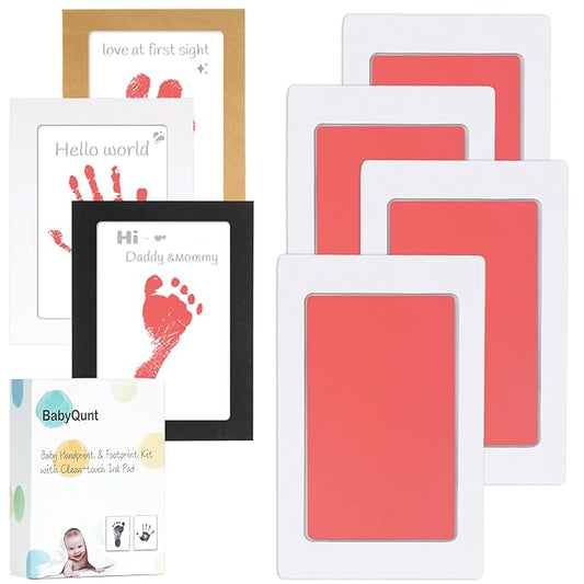 Inkless Baby Hand and Footprint Kit,Clean-Touch Ink Pad Kit,Safe No Mess Printing Infant Hand Foot Stamp,4 Pack Newborn Inkless Print Pads Best Keepsake or Gifts for Family-BubblyBeeBaby