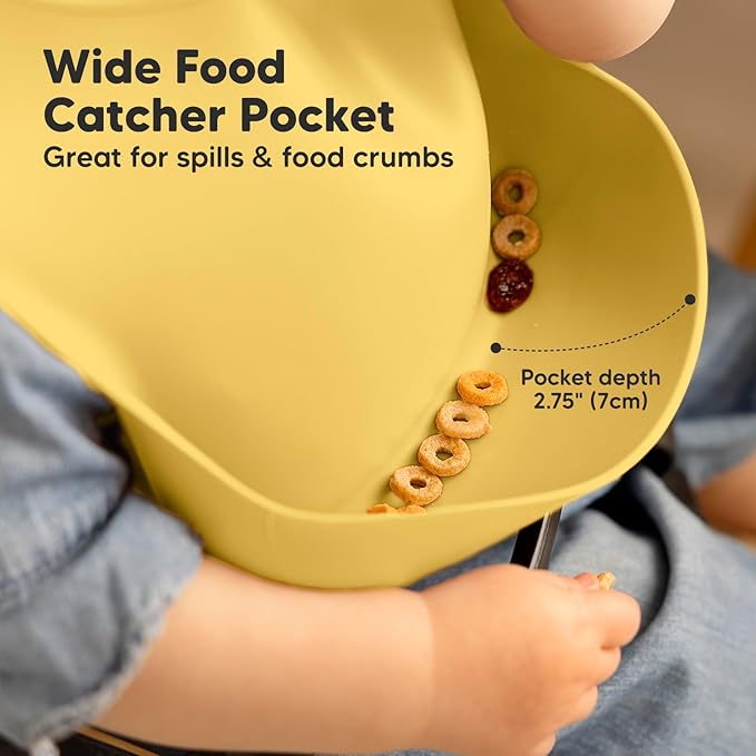 KeaBabies 2-Pack Silicone Baby Bibs for Eating - Sturdy Food-Grade Silicone Bibs for Babies Girl, Boy, Large Food Catcher, Clean & Put On Easily, Waterproof Toddler Feeding Essentials (Valiant)-BubblyBeeBaby