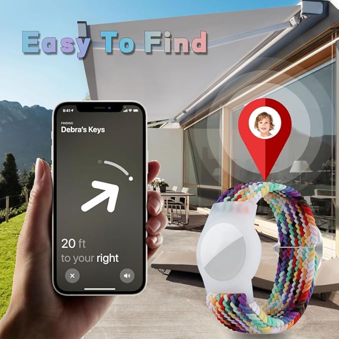 2 Pack Kids Bracelet Compatible with AirTag, GPS Kid Tracker Holder Braided Wristband for Apple Air Tag, 2022 Upgraded Nylon Adjustable Anti Lost Airtag Watch Band for Kids Children Elders-BubblyBeeBaby