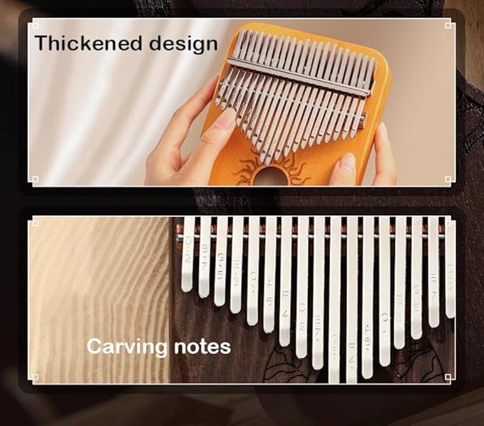 Kalimba Thumb Piano, 21 Keys, Musical Instruments Gift Set with Tune Hammer, Music Book, Carrying Bag-BubblyBeeBaby