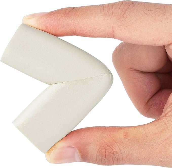 12-Pack Corner Protectors Baby Proof, Furniture Corner and Edge Safety Bumpers, Soft Rubber Foam Cushion Covers, 3M Taped Corner Guards, Baby Child Proofing Pads, Table Corner Protectors, White-BubblyBeeBaby