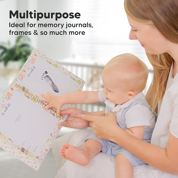 2-Pack Inkless Baby Hand and Footprint Kit - Mess Free Ink Pad for Newborn Keepsake, Dog Nose & Paw Print Kit, Clean Touch Ink Pad for Baby Hand & Footprints, Ideal New Mom Gifts (Jet Black)-BubblyBeeBaby