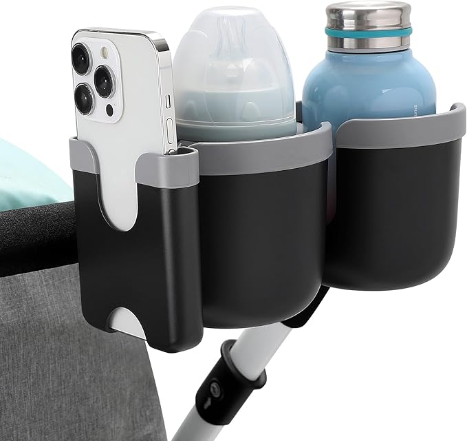 Accmor Stroller Cup Holder with Phone Holder, Bike Cup Holder, Universal Cup Holder for Uppababy Nuna Doona Strollers, 2-in-1 Cup Phone Holder for Stroller, Bike, Wheelchair, Walker, Scooter-BubblyBeeBaby