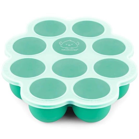 KeaBabies Silicone Food Freezer Trays with Lid, 2oz x 10 Pods Baby Food Storage Containers, Easy Puree Meal Prep, Breast Milk Silicone Freezer Molds, Dishwasher,Microwave Safe,BPA-Free(Alpine Green)-BubblyBeeBaby