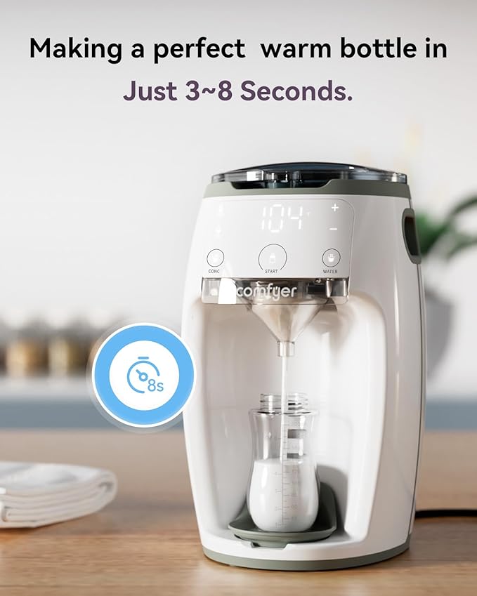 Instant Formula Maker comfyer, Customizable and Automatic Formula Dispenser Machine with Accurate Temperature Control for Baby, Automatic Powder Blending for All Brands of Bottle and Formula, White-BubblyBeeBaby