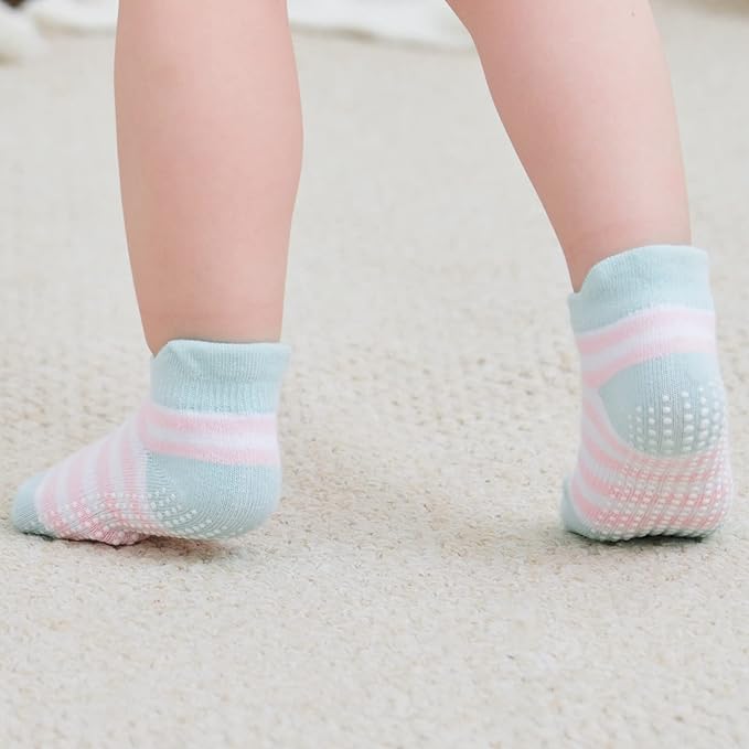 Zaples Baby Non Slip Grip Ankle Socks with Non Skid Soles for Infants Toddlers Kids Boys Girls-BubblyBeeBaby