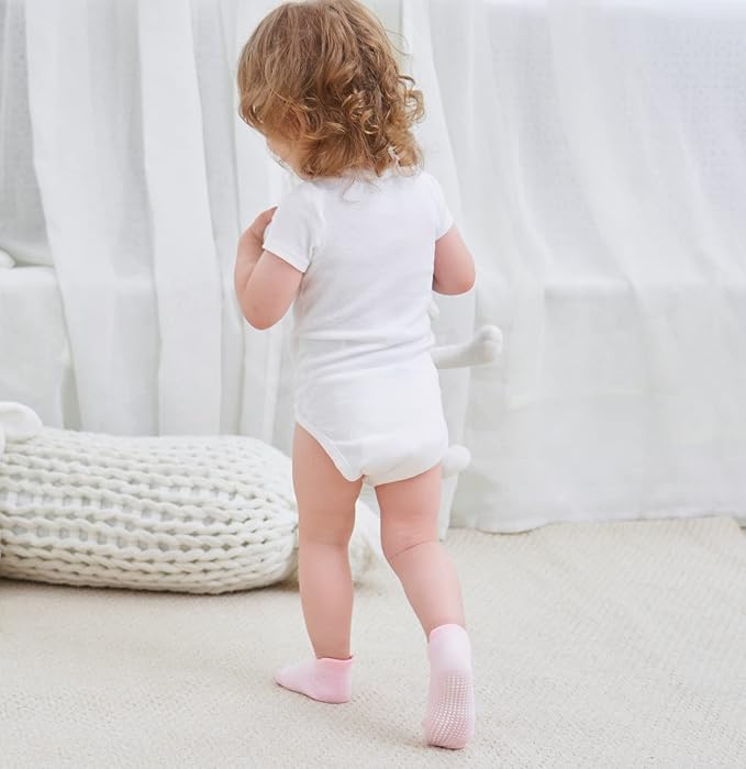 Zaples Baby Non Slip Grip Ankle Socks with Non Skid Soles for Infants Toddlers Kids Boys Girls-BubblyBeeBaby