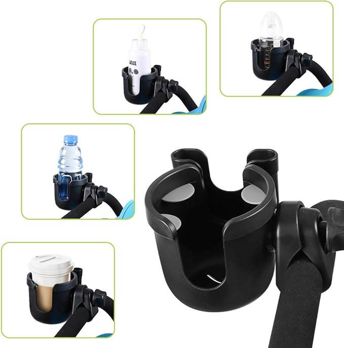 Accmor Stroller Cup Holder with Hook, Bike Cup Holder, Universal Cup Holder for Uppababy Nuna Doona Strollers, 2-in-1 Cup Phone Holder for Stroller, Bike, Wheelchair, Walker, Scooter-BubblyBeeBaby