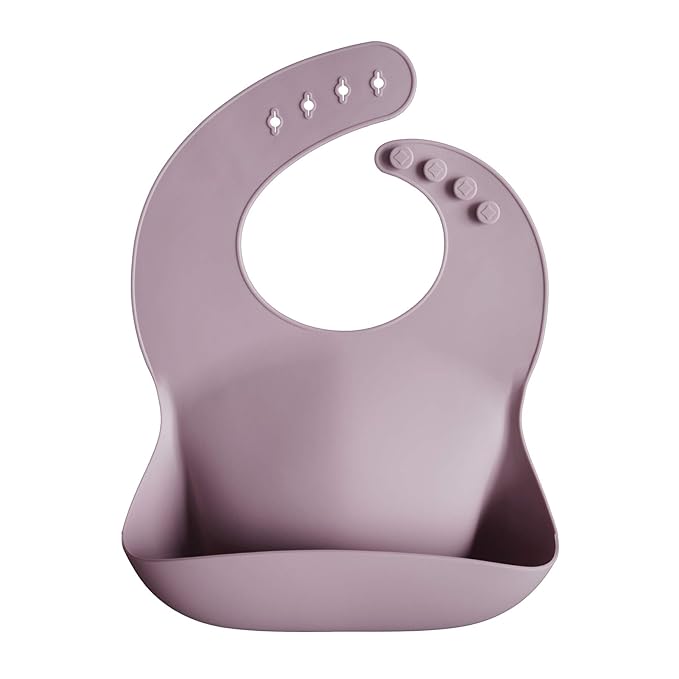 mushie Silicone Baby Bib | Adjustable Fit Waterproof Bibs (Pale Mauve)-BubblyBeeBaby