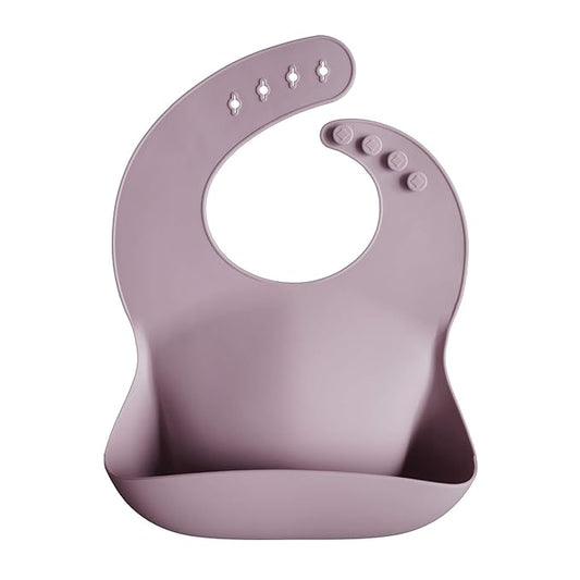 mushie Silicone Baby Bib | Adjustable Fit Waterproof Bibs (Pale Mauve)-BubblyBeeBaby