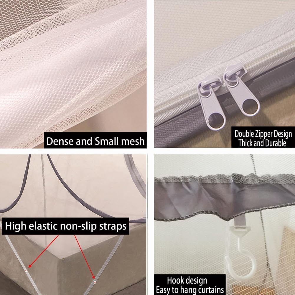 Pop-Up Mosquito Net Tent for Beds Portable Folding Canopy with Net Bottom, Fits Twin to King Size 79x71x59inch, Easy Install Wash for Baby Adults, Indoor Outdoor Use (Blue-King Bed)