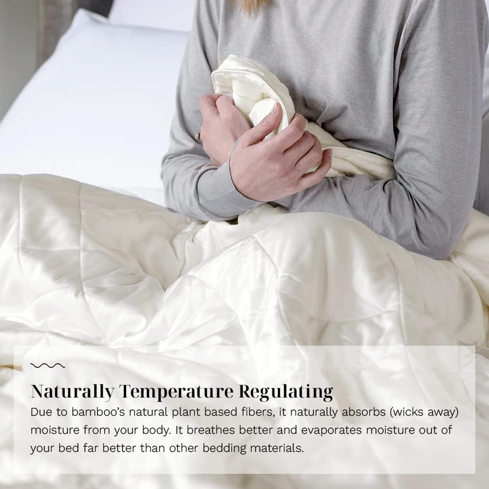 LUXOME Lightweight Blanket | 100% Rayon (Viscose) from Bamboo Fabric & Fill | Full/Queen - 86"x92" | Super Soft | Thermal-Regulating | Ivory