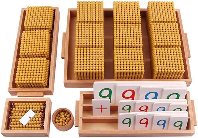 Kghios Montessori Golden Beads Materials Decimal System Bank Game Montessori Math Toys Mathematics Teaching Aids Materials Baby Preschool Education Toys-BubblyBeeBaby