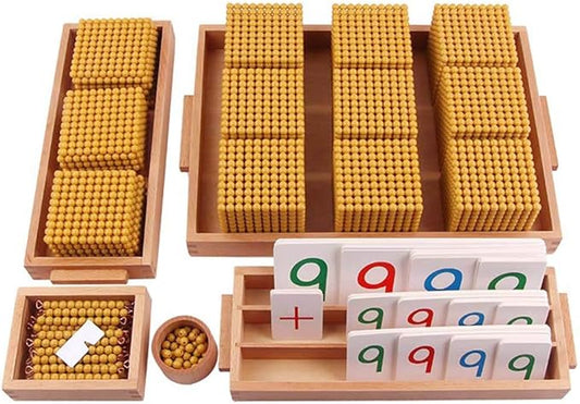 Kghios Montessori Golden Beads Materials Decimal System Bank Game Montessori Math Toys Mathematics Teaching Aids Materials Baby Preschool Education Toys-BubblyBeeBaby
