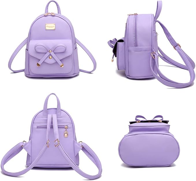 I IHAYNER Girls Bowknot Cute Leather Backpack Mini Backpack Purse for Women-BubblyBeeBaby