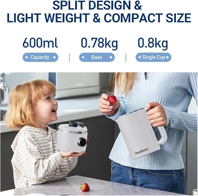 Joydeem JD-PB8200 Compact Blender with 10 Menus, Quiet Cooking Blender for Soymilk, Paste & Juice, 304 Stainless Steel, 12H Preset, 600ml-BubblyBeeBaby